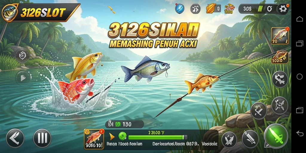 Tampilan gameplay 3126SLOT dengan aksi memancing yang seru dan menegangkan.