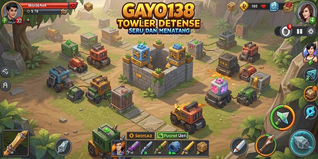 Tangkapan layar menunjukkan gameplay menegangkan dari GAYO138 dalam kategori Tower Defense.