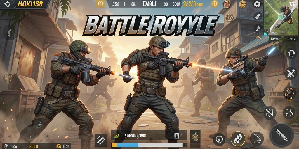 Screenshot HOKI138 menampilkan pertarungan seru dalam mode Battle Royale.