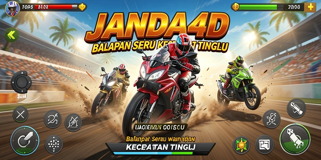 Screenshot permainan JANDA4D menampilkan action balapan yang mendebarkan.