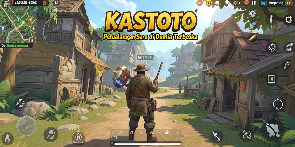 Screenshot gameplay KASTOTO yang menampilkan dunia terbuka yang luas.