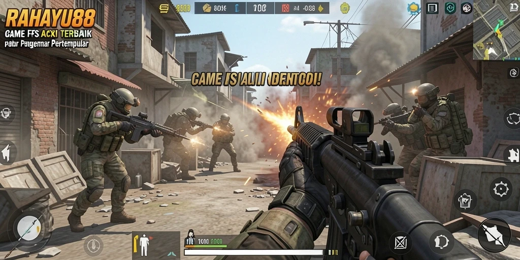 Gameplay intens RAHAYU88 menunjukkan aksi tembak-menembak yang seru.