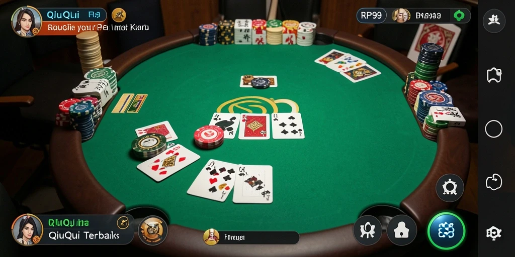Screenshot gameplay RP99 yang menampilkan keseruan permainan QiuQiu.