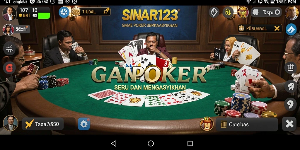 Screenshot gameplay poker yang menampilkan aksi seru SINAR123.